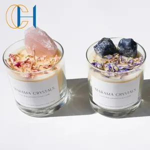 定制奢华蜡烛个性化自有品牌哑光白色玻璃罐大豆蜡香味蜡烛水晶蜡烛
