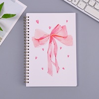 Carnet à spirale A5 transfrontalier, motif dessin animé, cœur, animaux colorés, créatif, pour étudiants et professionnels, lignes horizontales, 300g, papier ivoire