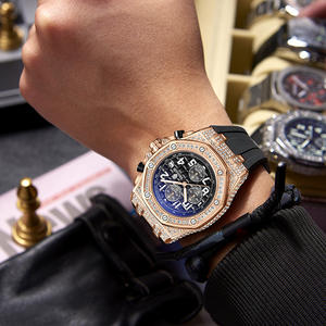 นาฬิกาข้อมือผู้ชาย <span class=keywords><strong>KIMSDUN</strong></span> รุ่นขายดี ประดับเพชร ฟังก์ชั่นหลากหลาย แสดงวันที่อัตโนมัติ หน้าปัดสามวง จับเวลา กันน้ำ นาฬิกาควอตซ์แฟชั่น ขนาด 43 มม. วัสดุอัลลอย - Product Image 2