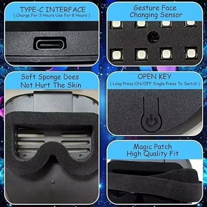 Cheaper Price Cosplay LED Light up Glow Halloween Carnival Half Face Party Purge <strong>Scary</strong> Rave <strong>Mask</strong> for Adults Kids - Product Image 3