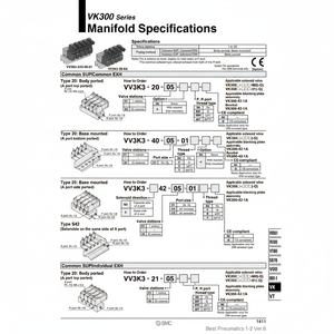 ชิ้นส่วนนิวเมติก VV3K3-20-09นิวเมติก SMC - Product Image 1