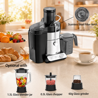Blender Pengolah Makanan Multifungsi Stainless Steel 6-Kecepatan 1000W 4 in 1 Juicer Sentrifugal Alat Dapur Elektrik