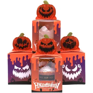 China Supply Großhandel Kreative Bäckerei Behälter Einweg Halloween Kürbis Individuelle Einzel Mini Cupcake Boxen Mit Fenster