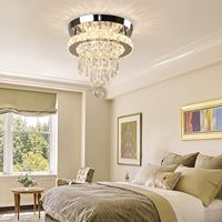 Plafonnier Rond en Cristal de Luxe Moderne Goutte de Pluie Led Lustre en Cristal Chambre à Coucher Salon Couloir Foyer Plafonniers