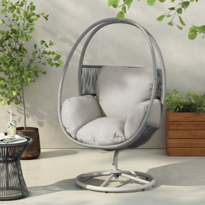Wholesale 360° Swivel Outdoor <b>Egg</b> Swing Chair, Factory Direct Rattan Patio Hanging Chair with Cushion for Garden - Product Image 3