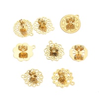 Lot de 10 Boucles d'Oreilles Clous en Acier Inoxydable Ajouré Motif Fleur Tendance pour Fabrication de Bijoux DIY, Accessoires Hypoallergéniques en Gros