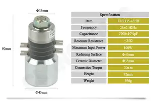 Produttori cinesi trasduttore ad ultrasuoni fai da te 23k trasduttore ad ultrasuoni piezoelettrico 100w