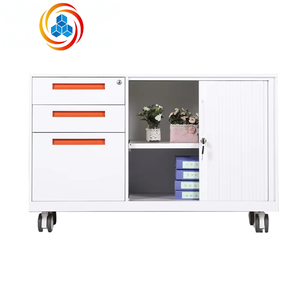 Archivador Metálico Ignífugo con Puerta Corredera, 4 Cajones con Cerradura, Mueble de Almacenamiento con Ruedas para Oficina, Escuela o Apartamento - Product Image 1