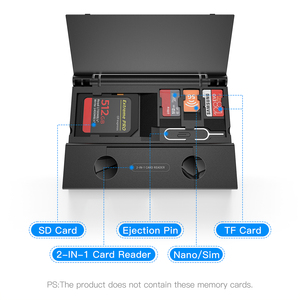 Plug & Play Đầu đọc thẻ Type-C <span class=keywords><strong>USB</strong></span> dual-đầu đọc thẻ để SD với lưu trữ thẻ trường hợp thiết kế - Product Image 3