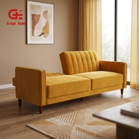 Canapé-lit convertible moderne 3 places pliable avec tissu en velours et design capitonné pour salon, hôtel, chambre et appartement