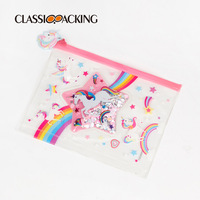 Transparent PVC dessin animé motif fermeture éclair pochette cosmétique maquillage sac multifonctionnel étanche papeterie stockage organisateur pour les filles