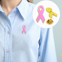 Broche Métallique Ruban Rose du Mois de la Sensibilisation au Cancer du Sein (Octobre) – Épingle de Revers pour Manteau, Col, Poche, Vêtement, Insigne