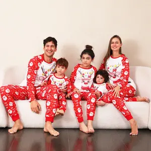 Nieuwe Aankomst Winter Kids Baby Custom Blanco Kerst Kerstpyjama Bijpassende Familie Kerst Pyjama