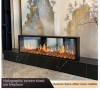 Cheminée Holographique à Effet de Flamme Simulé, Intégrée, Ultra-Mince, Décorative, Électrique, Technologie LED, pour Usage Domestique et Hôtelier