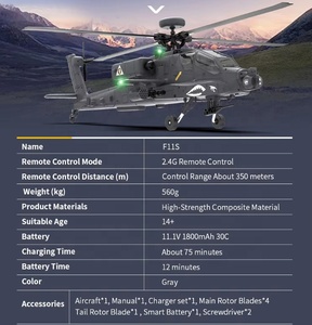 Helicóptero a Control Remoto <span class=keywords><strong>YU</strong></span> <span class=keywords><strong>XIANG</strong></span> YXZNRC F11S AH64D Apache con Altitud LiDAR de 2.4Ghz, Aeronave RC con GPS, Giroscopio, Cámara FPV y Motor sin Escobillas - Product Image 2