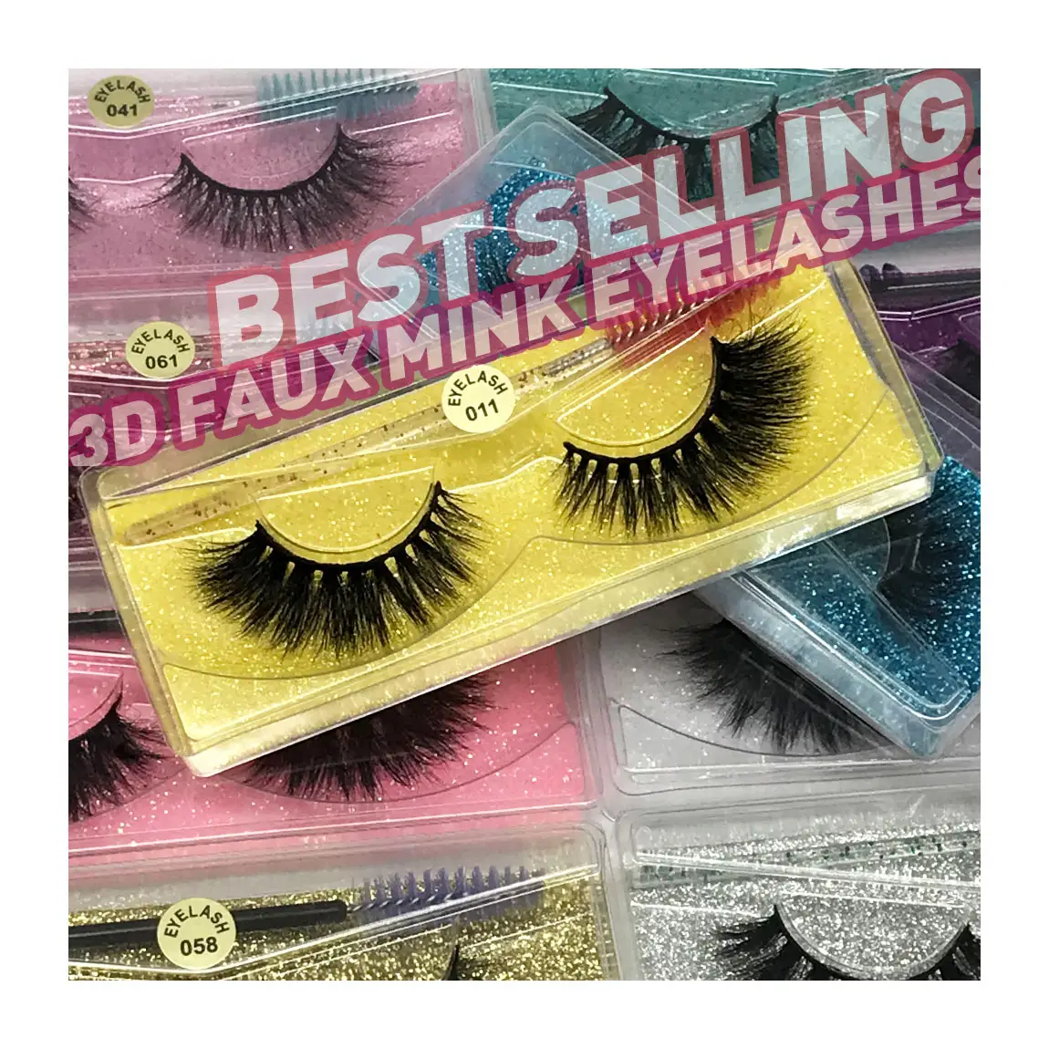 Nhãn Hiệu Riêng 3D 5D Fluffy Vegan Giả Chồn Đầy Đủ Dải Lông Mi Sang Trọng Faux Chồn Lash Dải Với Lash Hộp Bao Bì