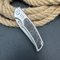 Couteau de poche pliable EDC, lame en acier rapide M42, dureté 65HRC, manche en fibre de carbone, couteau utilitaire pour le camping en plein air