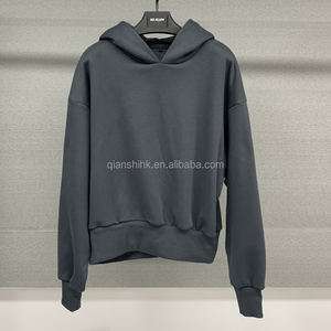 Sweats à capuche d'hiver noirs hommes fabricants de haute qualité 500 Gsm 100% coton français éponge poids lourd sweat à capuche court hommes - Product Image 5