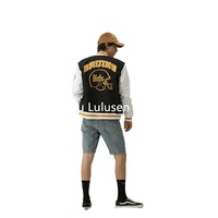 Veste de baseball varsity noire de haute qualité pour homme, coupe décontractée, coupe-vent, éco-responsable, finition soignée