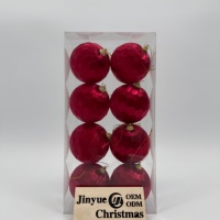 Boules de Noël en satin de haute qualité, décorations de fête, 8,8 cm, facettées, rouges, avec capuchon doré, respectueuses de l'environnement