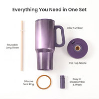 Gobelet isotherme OEM 40oz avec poignée, logo personnalisé, couvercle à clapet à ouverture rapide, finition peinture œil de chat, en acier inoxydable 304, tasse de voyage isolée sous vide