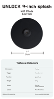 C-Professional 9 \ "Dual Zone Black Crash Ride Cymbale Batterie électrique Mesh Pad Starter avec No Stand Direct Factory Percussion
