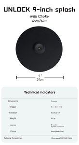 C-Professional 9 \ "Dual Zone Black Crash Ride Cymbal Juego de batería eléctrica Mesh Pad Choke sin soporte Percusión directa de fábrica - Product Image 2