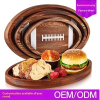 Plateau de service ovale en bois pour fête, plateau de présentation de collations, plateau à fruits et pain en bois massif, style minimaliste moderne, couleur unie