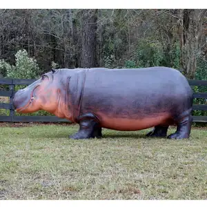 Modelo de animais da selva animatronica simulação, tamanho da vida silicone/fibra de vidro hippo