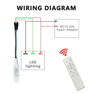 Contrôleur LED à effet d'eau courante avec télécommande RF 12 touches pour bande lumineuse à pixels WS2811 monocouleur à effet de défilement DC12V-24V - Product Image 4
