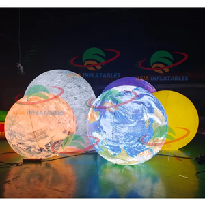Décoration de fête sur le thème de l'espace, ballon gonflable planète, ballon gonflable Terre Lune neuf planètes, modèle lumineux LED suspendu - Product Image 4