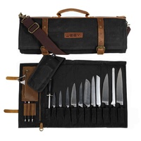 Sac de rangement portable personnalisé en toile cirée pour couteaux, avec bandoulière réglable, sac de transport pour couverts de cuisine OEM ODM S
