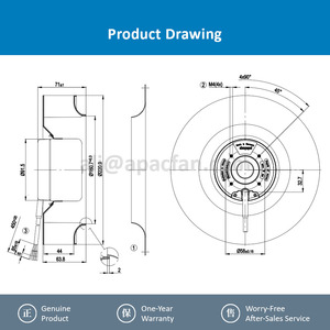 Ventilateur centrifuge autoportant OEM pour R1G220-AB73-52, 220 mm, 48 V CC, 2,4 A, 100 W, 3100 tr/min, moteur EC, climatisation HVAC - Product Image 4