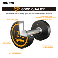 OKPRO pabrik penjualan langsung peralatan kebugaran Logo kustom bebas berat Gym dumbel berat Set PU Dumbbell