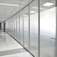 Aluminum Frame Glass Partition with Door, Modern Office Room Divider System, Soundproof Movable Wall for Commercial Building