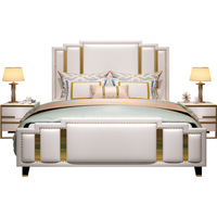 Leichte Luxus postmoderne 1,8 m Doppelbett Weiches Massivholz Haupt schlafzimmer Neues Hochzeits bett Internet Beliebte High Box Leder Kunst