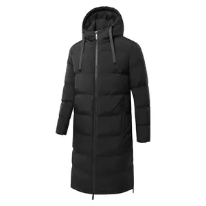 LOGO personnalisé Parka extra longue pour hommes Manteaux d'hiver à capuche Doudoune à capuche Vêtements d'extérieur chauds et résistants à l'eau par temps froid
