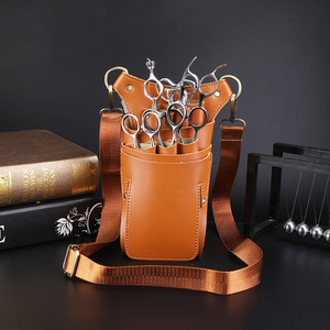 Pochette en cuir pour outils de coiffure, porte-ciseaux de barbier, support pour fer à friser, étui utilitaire de salon avec bandoulière - Product Image 2