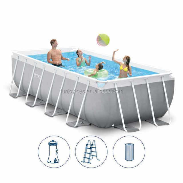 Original Intex 4*2*1m Rectangular Metal Frame Swimming Pool Aluminum Above Ground Swimming Pool