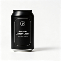 Étiquettes de boîtes de café noir premium Haoxuan OEM, autocollants adhésifs imperméables en PET noir imprimés avec feuille d'argent pour l'emballage du café