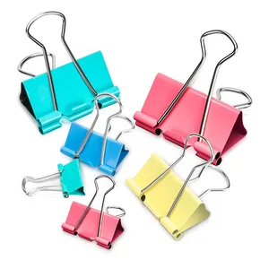 Bulldog Clips Office Use Document Paper Binder Clips Giant Colorful Metal 15 Mm 19mm 25mm 32mm 41mm 51mm Black Plastic Box Pop