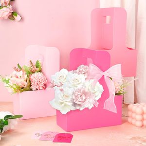 Sacs cadeaux roses pour la fête des mères, porte-gobelets avec poignée pour 2 tasses, emballage floral en kraft, boîte de rangement en papier, paniers - Product Image 4