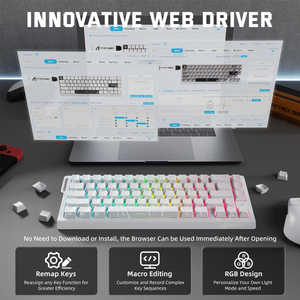 <span class=keywords><strong>Clavier</strong></span> de jeu ATTACK SHARK X68 PRO HE Tri-mode avec taux de polling de 8K, interrupteurs magnétiques à effet Hall, Hot-Swap, rétroéclairage RGB - Product Image 4