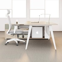 Escritorio de oficina ejecutivo modular simple y moderno con combinación de gabinete de cajón de archivo de pino de madera