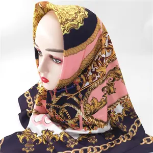De diseño de moda chal de alta calidad Satén de seda Hijab Turquía las mujeres musulmanas Tudung hecho en China