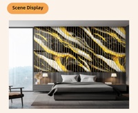 Revêtement mural auto-adhésif haut de gamme en mousse XPE 3 mm d'épaisseur, motif marbre moderne, bordure dorée, rayures verticales, étanche, pour salon