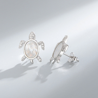 Ensemble collier et boucles d'oreilles en argent sterling 925 romantique avec pendentif en forme de coquille de tortue et zircon, bijoux en perles mignons pour cadeau de femme
