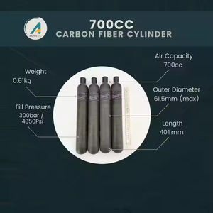 Bombola in Fibra di Carbonio ALSAFE Opaca 0,7L, Serbatoio HPA 700cc 300bar per PCP - Product Image 6