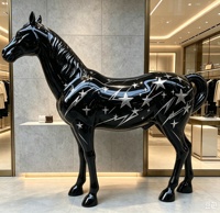 Statue de cheval en fibre de verre à motif graffiti, grande sculpture de cheval pour la décoration de centres commerciaux, mariages et événements photo