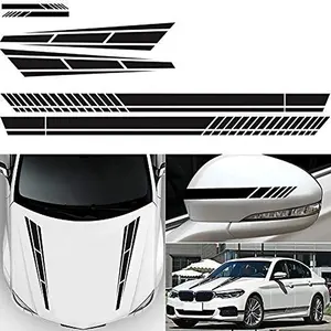 6Pcs Car Side Body Vinyl Decal Sticker Racing Long Stripe Decals Graphics Self-adhesive Auto Decoration